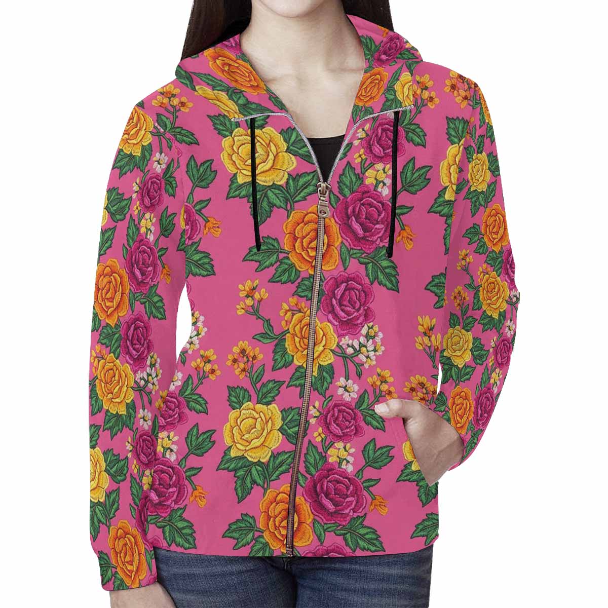 Rich and Rich Women's Print Full Zip Hoodie