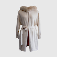 Load image into Gallery viewer, Cashmere Wrap Cardigan with Fox Fur – Cashmere Cardigan, Fur Trim

