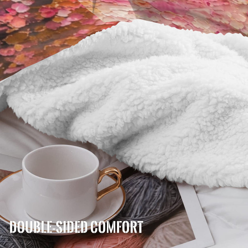 Japanese Cherry Blossom Sherpa Fleece Throw 80 x 90