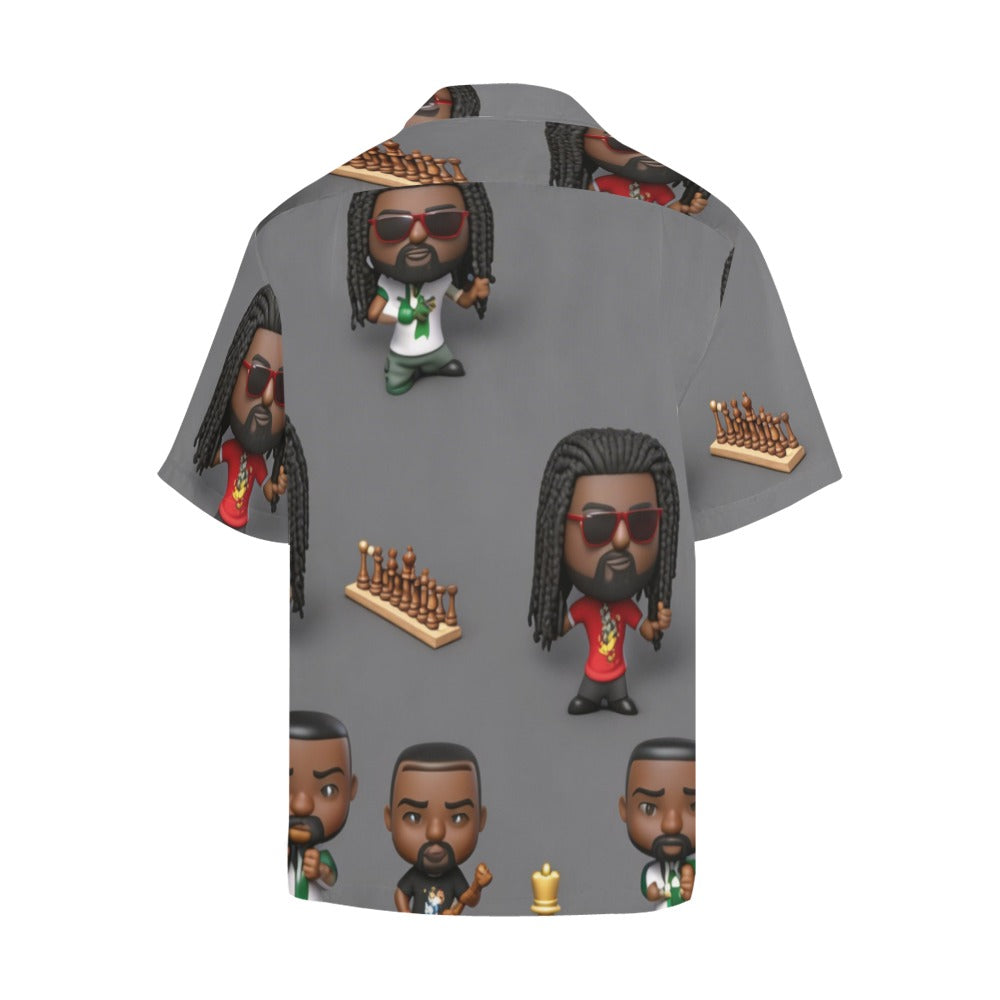Rich and Rich Men's Gray Toon's Hawaiian Short Sleeve Shirt