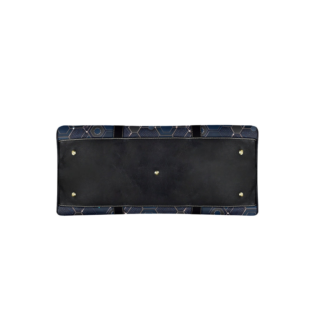 Rich and Rich Blue Hex Network PU Leather Travel Bag for Gym, Weekend & Long-Term Travel