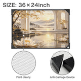 Rich and Rich White Lotus Sanctuary in Golden Light Framed Art 36×24inch