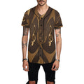 R&RH Gold Leopard Musical Notes men's all-over print baseball jersey in premium mesh fabric