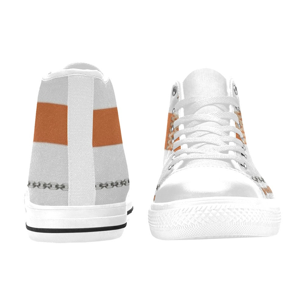 Rich and Rich Women's Orange High Top Canvas Sneaker on white background