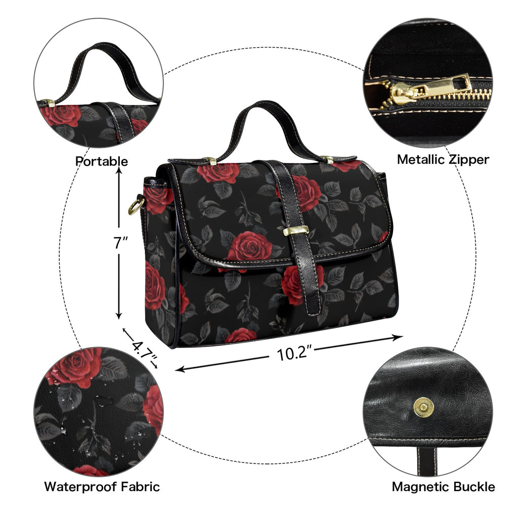 Rich and Rich Red Rose Women's Leather Satchel Bag