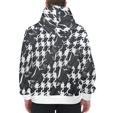 Load image into Gallery viewer, R&amp;RH Black and White Checker Mens Hoodie with White Trim Men&#39;s Long Sleeve Hoodie (Model H55)
