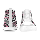Critter Kicks Zebra Zest Girls Black and Pink High Top Canvas Sneakers