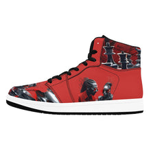 Load image into Gallery viewer, R&amp;RH Chess Game Women&#39;s High Top Black and Red Sneakers
