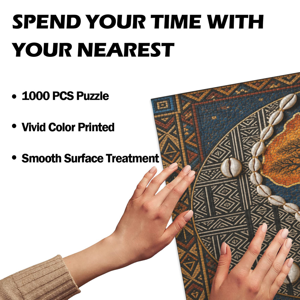 Mosaic Sunset Over Africa with Roses 1000-Piece Wooden Jigsaw Puzzles (Horizontal) Wall Art - Rich and Rich Homeopportunities