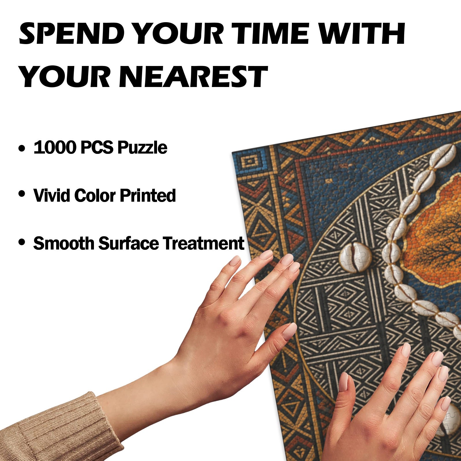 Mosaic Sunset Over Africa with Roses 1000-Piece Wooden Jigsaw Puzzles (Horizontal) Wall Art - Rich and Rich Homeopportunities