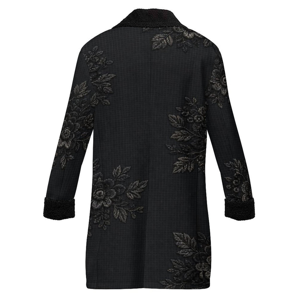 A Rich and Rich Men's Black Floral Double Breasted Coat