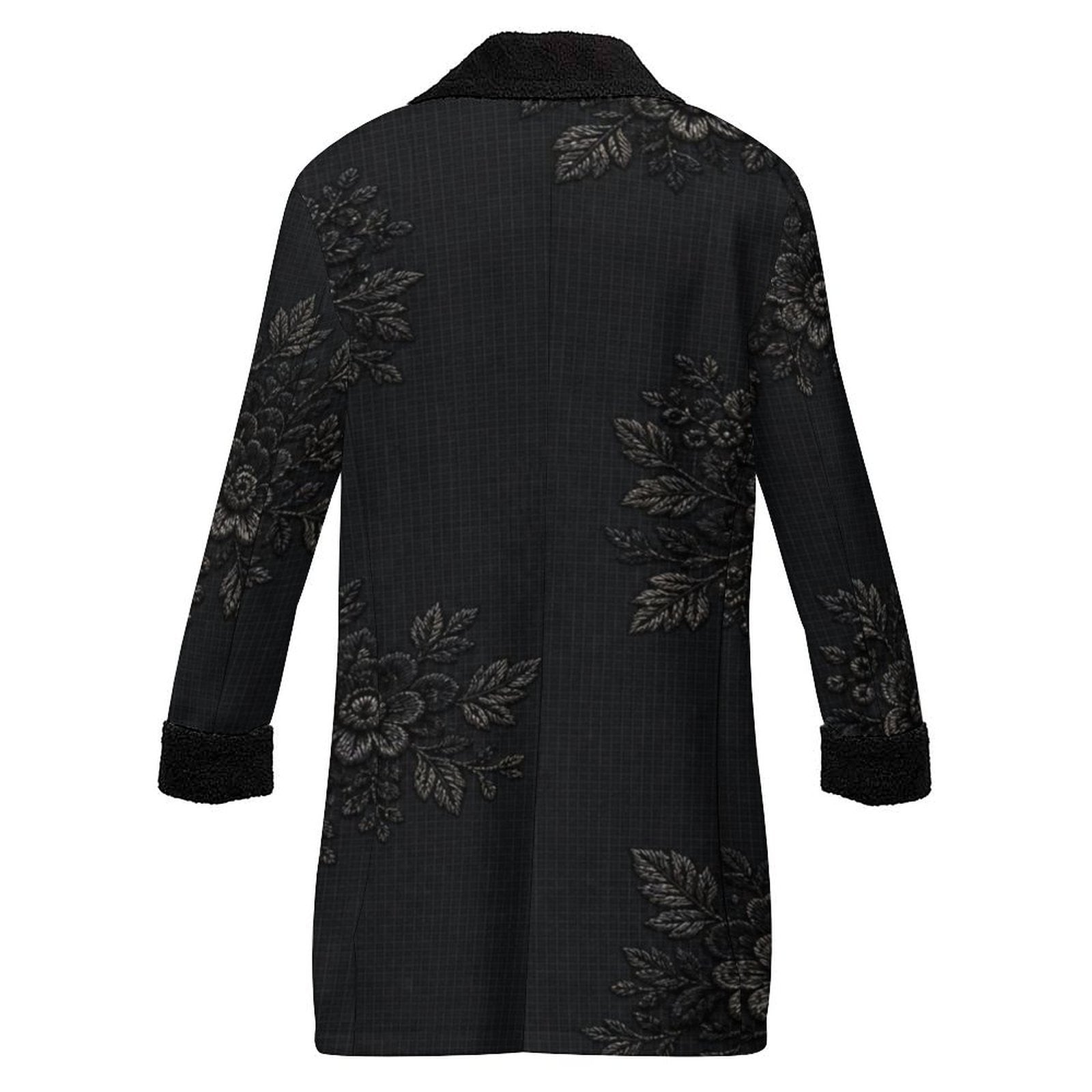 A Rich and Rich Men's Black Floral Double Breasted Coat