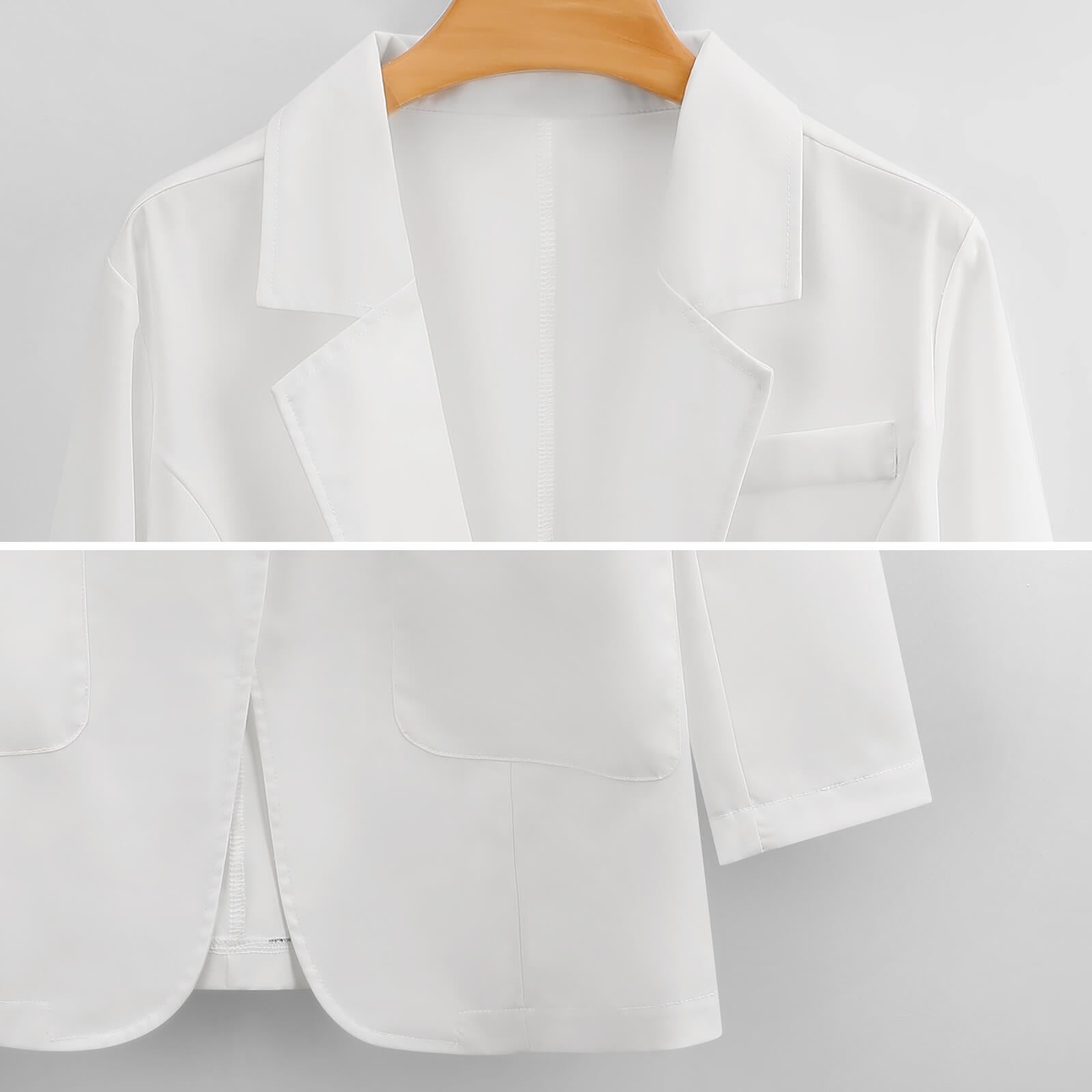 Black women's blazer in polyester with flat lapel, long sleeves and two pockets in a regular fit — additional view 7