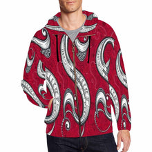 Load image into Gallery viewer, Rich and Rich Red Abstract Men&#39;s Designer Zip Hoodie
