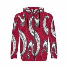 Load image into Gallery viewer, Rich and Rich Red Abstract Men&#39;s Designer Zip Hoodie
