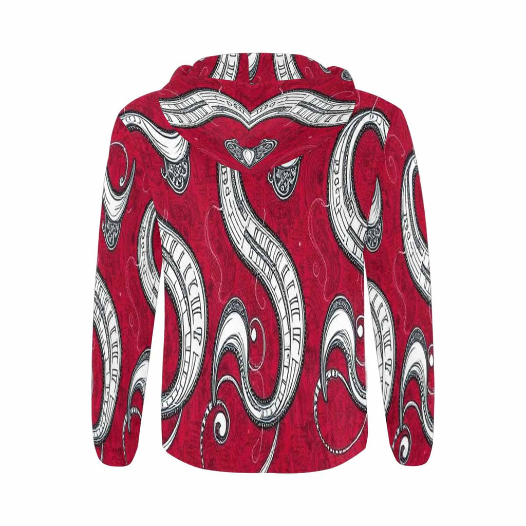 Rich and Rich Red Abstract Men's Designer Zip Hoodie