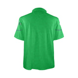 Men's green short-sleeve polo shirt with three-button placket and elastic collar and cuffs — additional view 8