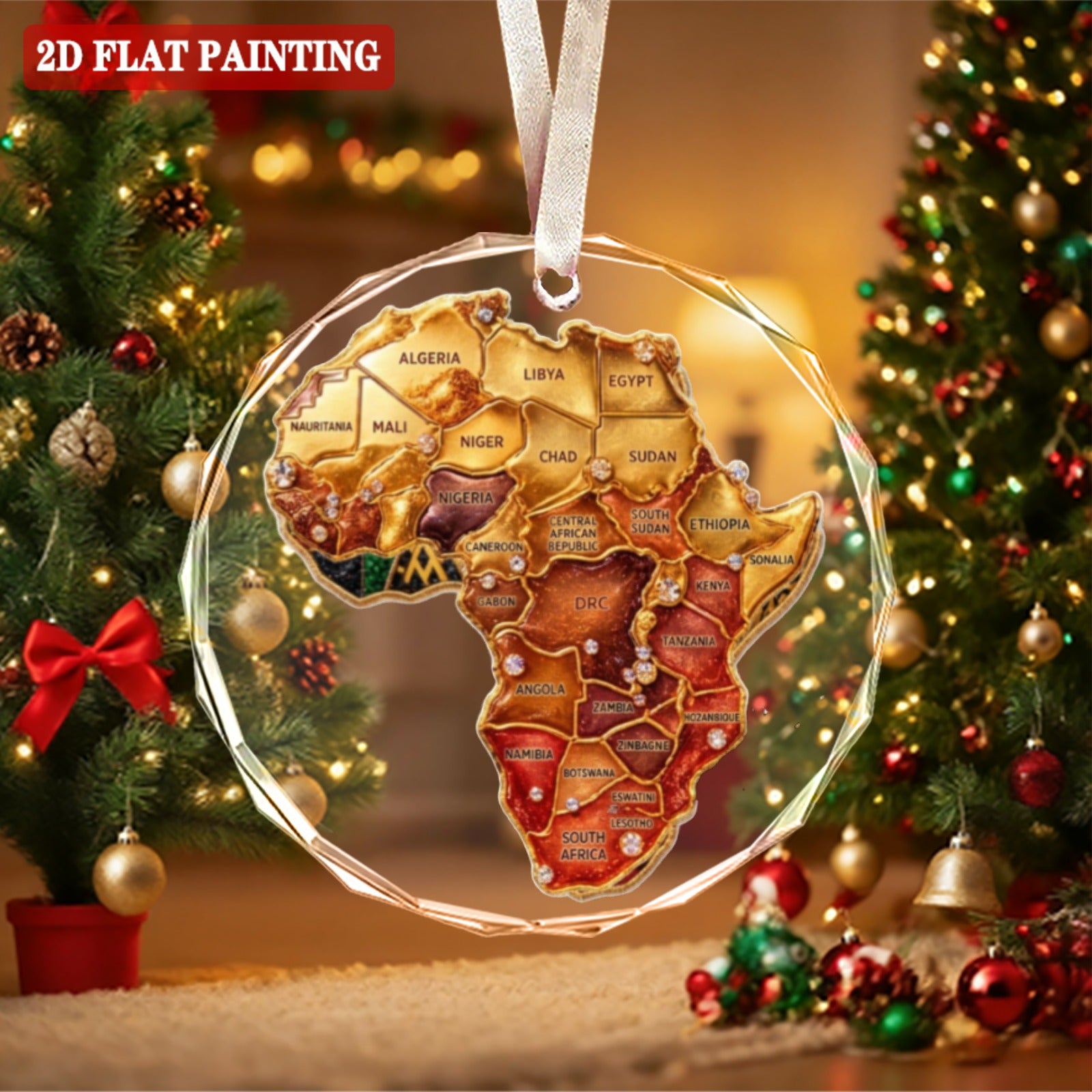 A Rich and Rich Round Crystal Africa Countries Glass Ornament