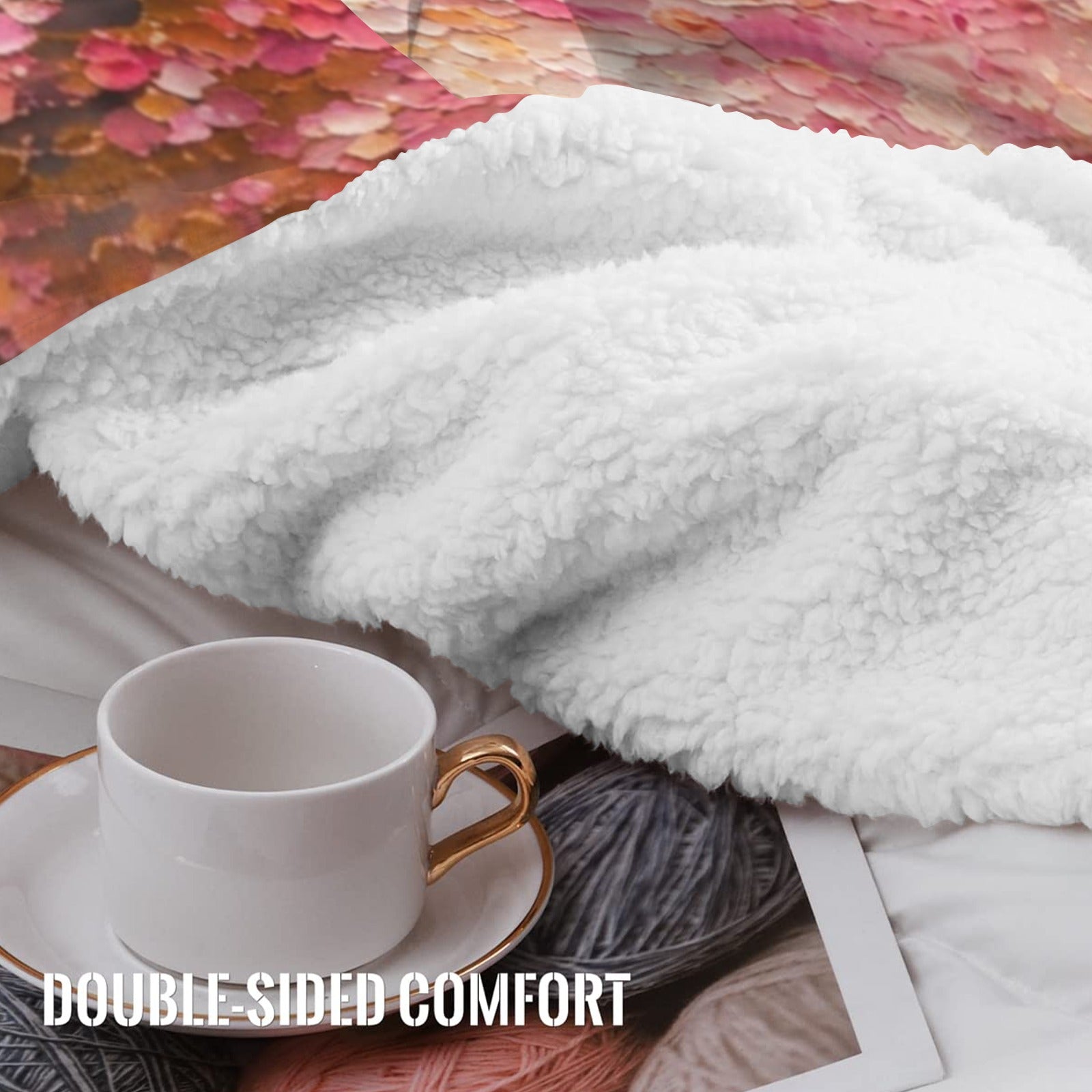 Japanese Cherry Blossom Sherpa Fleece Blanket 90 x 108