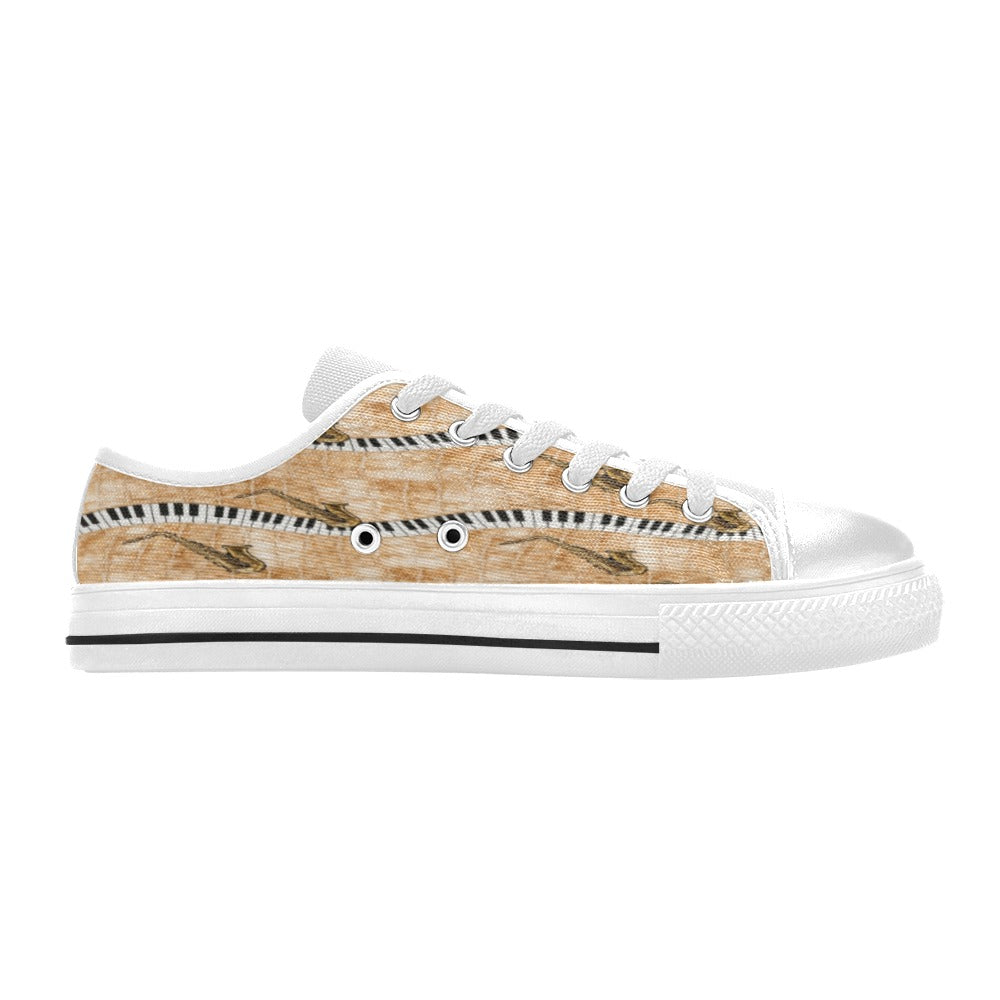 Rich and Rich Men’s Beige Piano/Saxophone Low-Top Sneakers