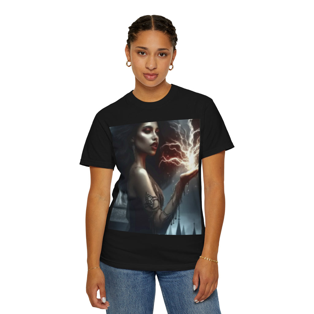Mystical Magic unisex garment-dyed t-shirt featuring witchy fantasy art design
