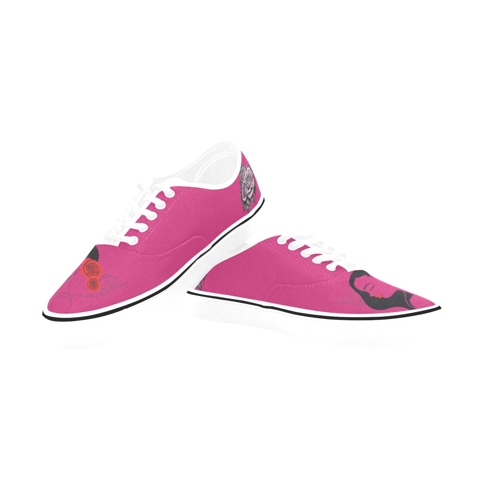 R&RH Woman With Rose Womens Pink Classic Low Top Designer Sneakers