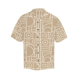 Beige vertex patterned men's short-sleeve designer shirt with notch lapel and relaxed boxy fit — additional view 6