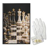 Rich and Rich Luxury Black, Gold, and White Chess Framed Art  24×36inch