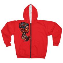Load image into Gallery viewer, Cultural Art Unisex Zip Hoodie - Vibrant Floral Design
