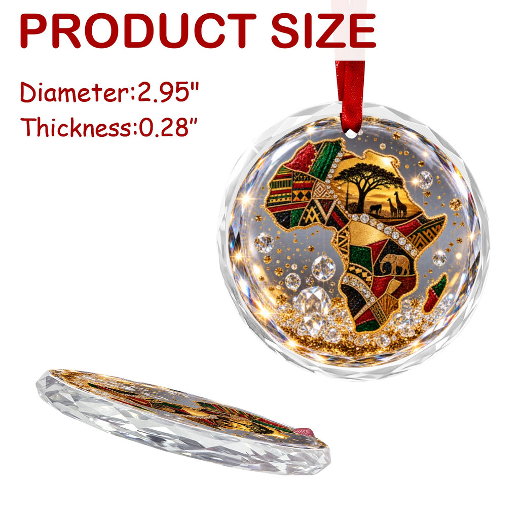 Rich and Rich Bling Christmas Africa Round Crystal Glass Ornament