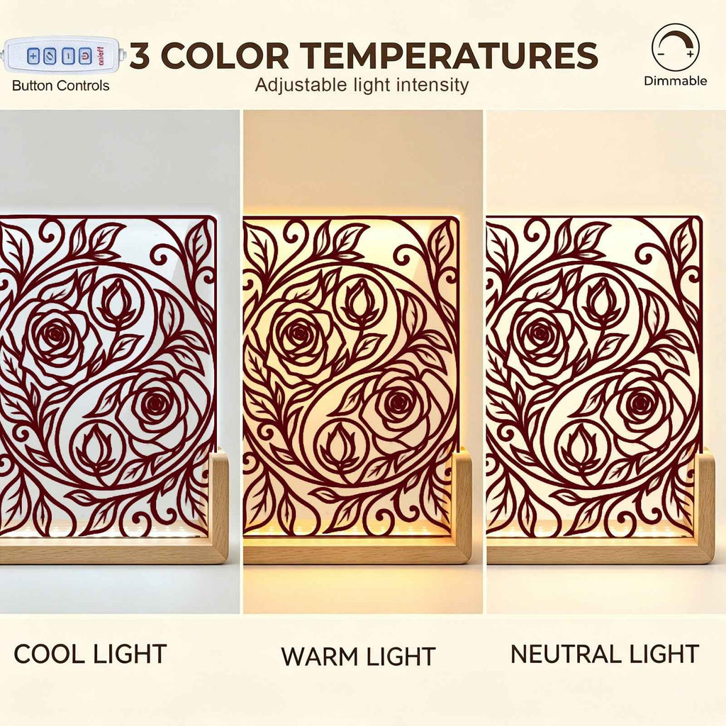 Rich and Rich Harmony Heritage Burgundy Floral Yin-Yang Acrylic Night - Rich and Rich Homeopportunities