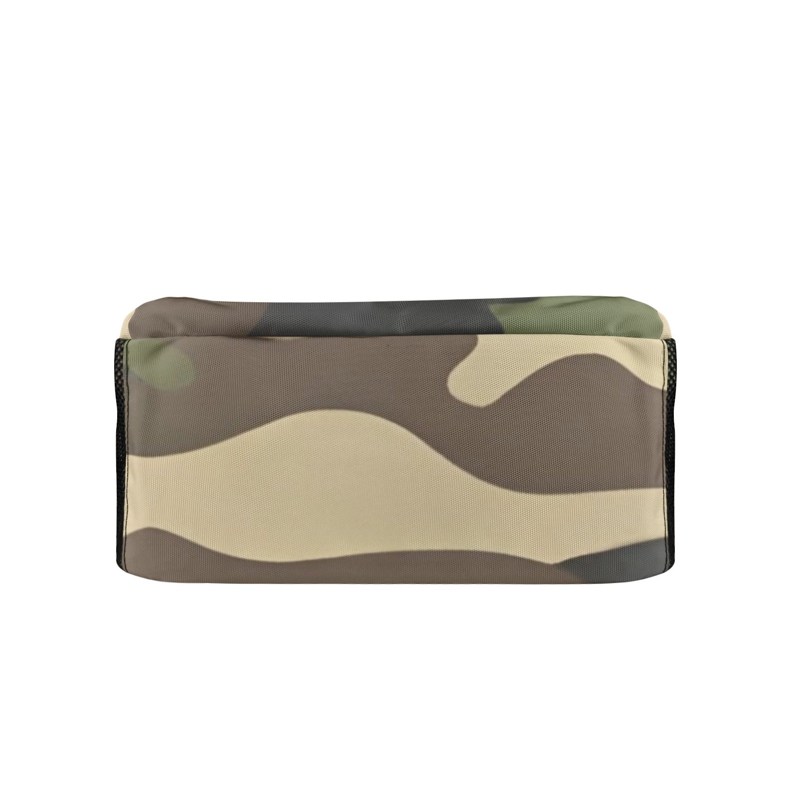 R&RH camo green unisex travel backpack with all over print, shown front view