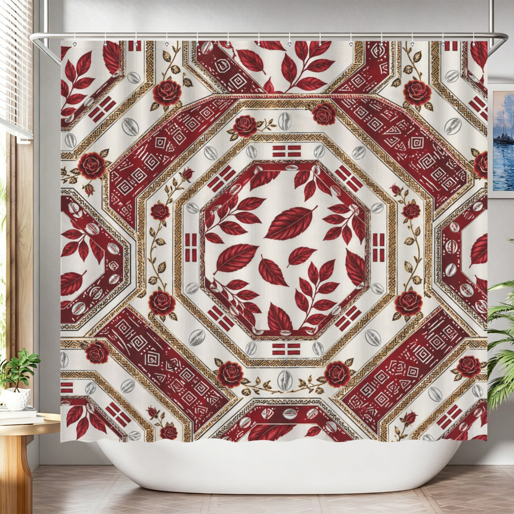 The Tribal Elegance Harmony Series – Crimson Oasis Shower Curtain Shower Curtain 84x70.9inch - Rich and Rich Homeopportunities