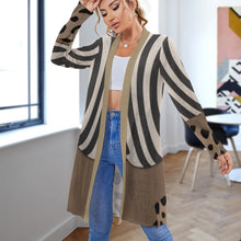 Load image into Gallery viewer, Rich and Rich Women&#39;s Brown and Beige Mid-Length Cardigan
