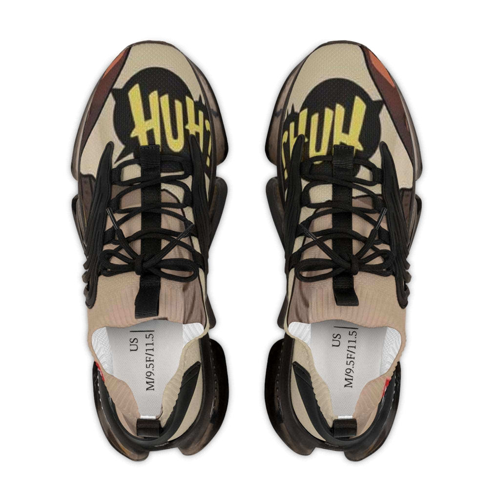 Huh?! Men's black mesh sneaker with white sole and breathable design