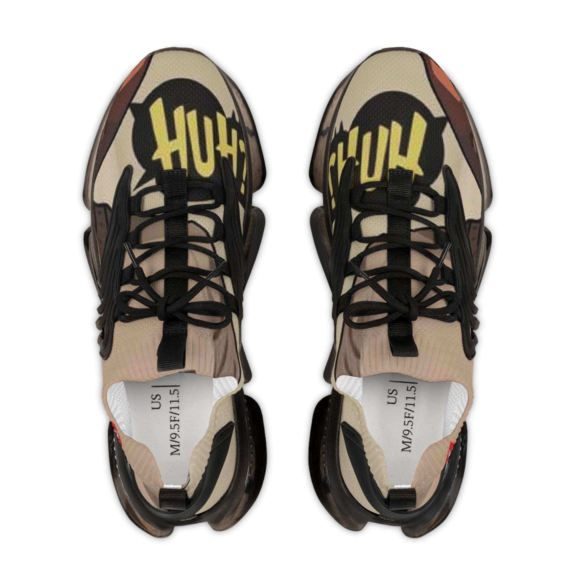 Huh?! Men's black mesh sneaker with white sole and breathable design
