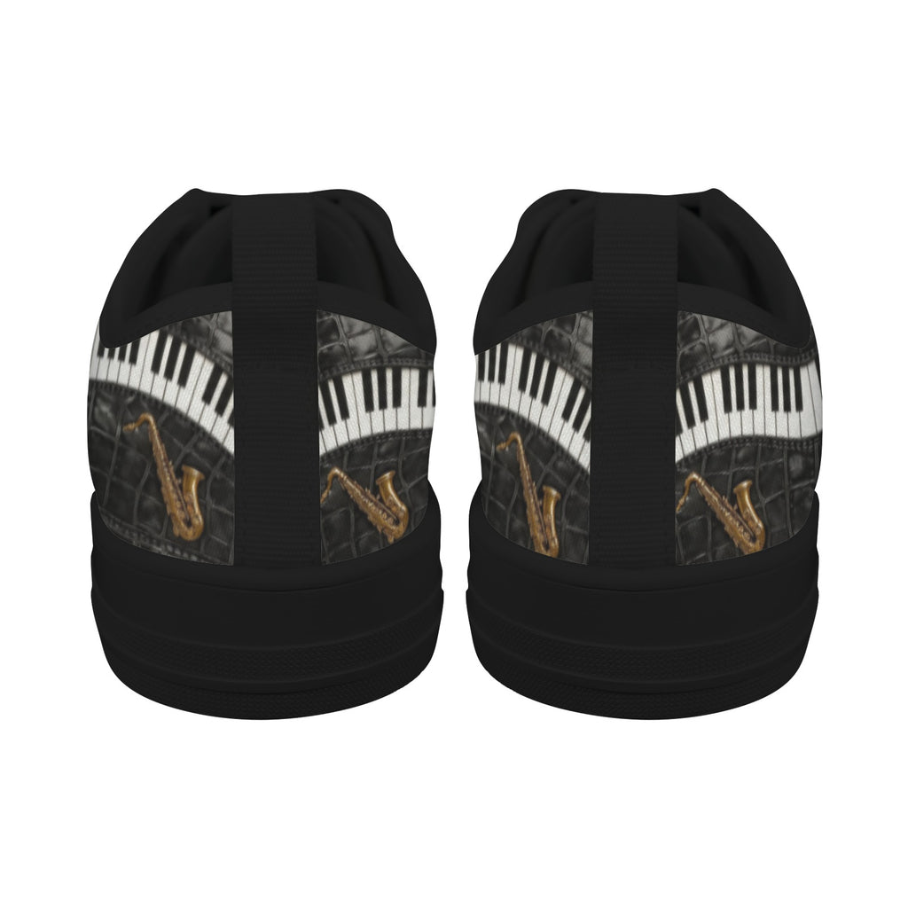 Rich and Rich Men’s Black Camo Piano Saxophone Canvas Sneakers
