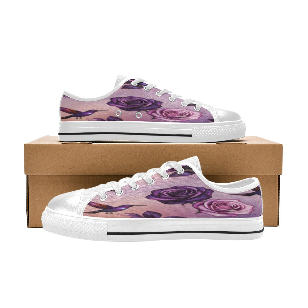 Rich and Rich Women’s Lilac Floral Birdsong Canvas Sneakers | Stylish Lace-Up Floral Casual Shoes