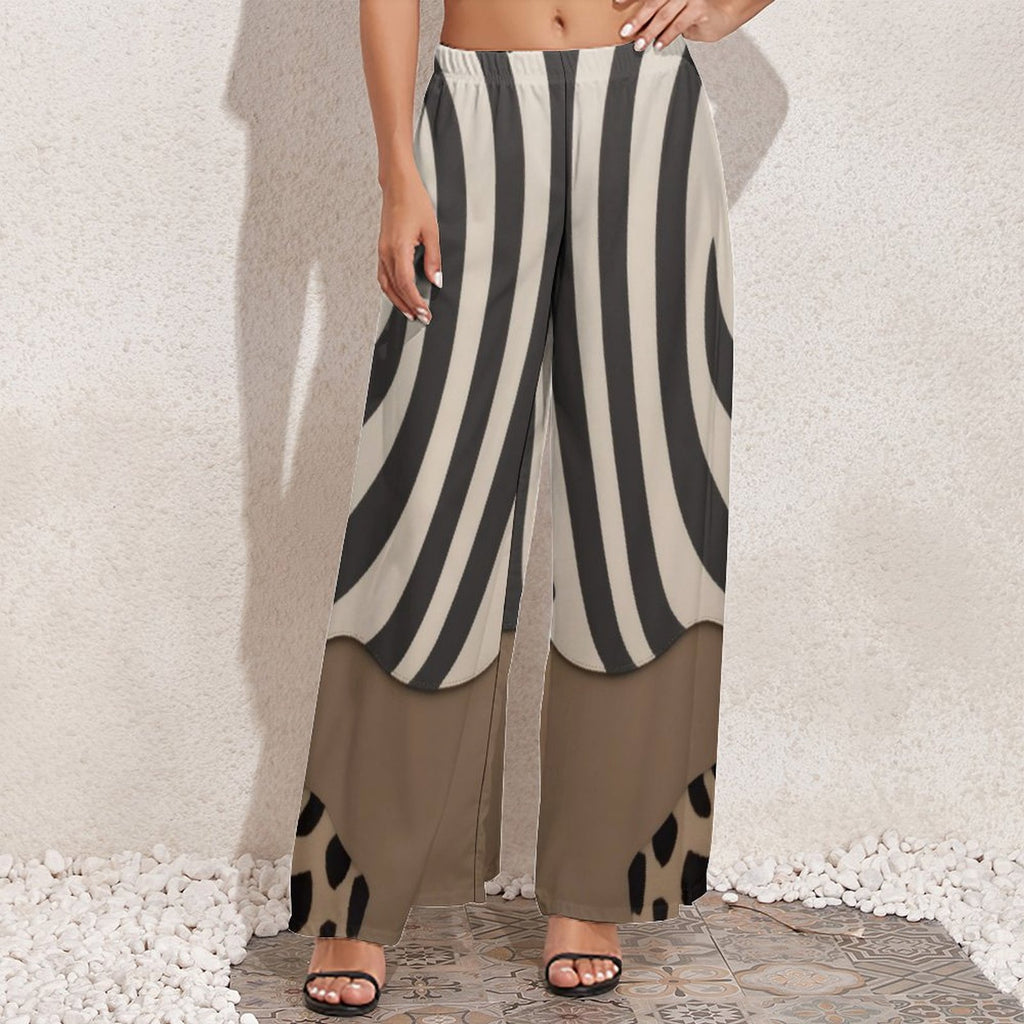 Rich and Rich Women's Wide Leg Pants with Zebra Animal Print