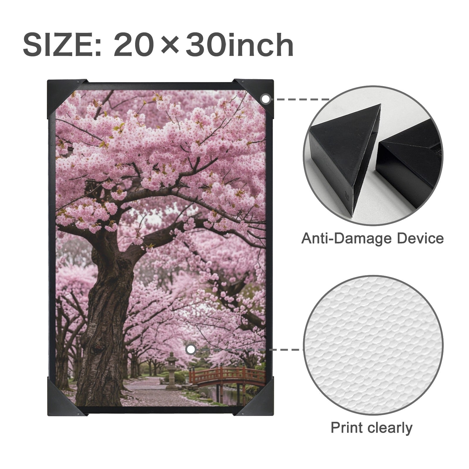 A Rich and Rich Cherry Blossom Pathway Black Framed Art Print 20×30inch - Rich and Rich Homeopportunities