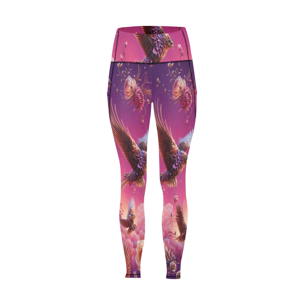 Rich and Rich Pink Nature Inspired Women's Leggings With Pockets
