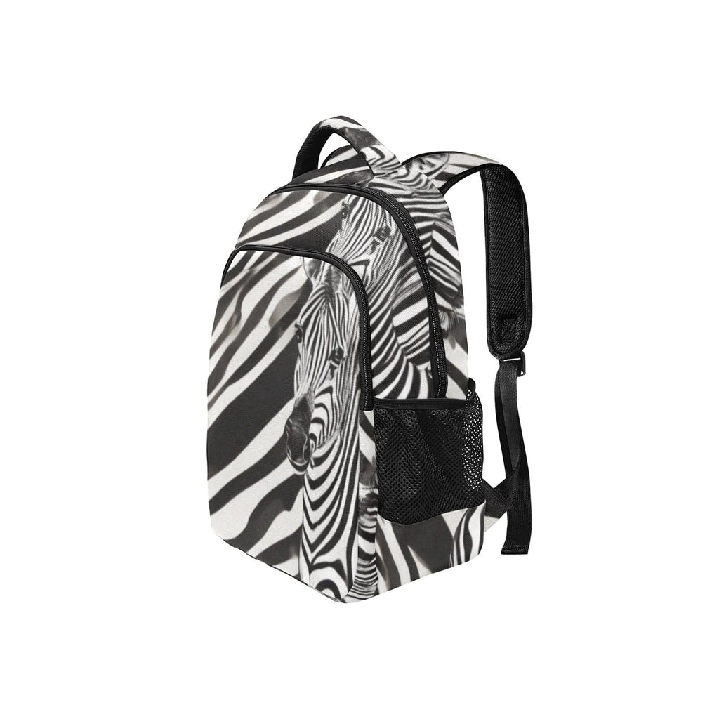 R&RH Zebra Design Multifunctional Backpack with multiple pockets and durable 1200D nylon fabric