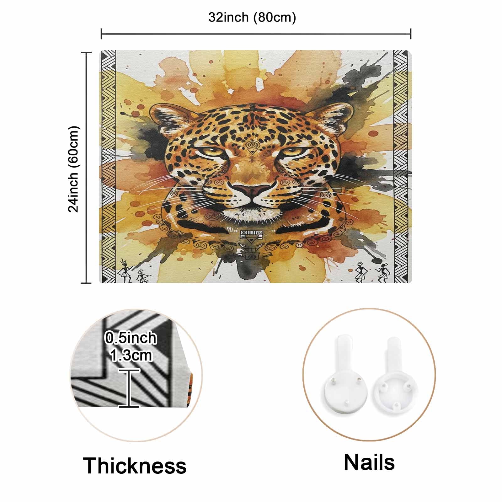 Rich and Rich Leopard 32x24 inch canvas wall art featuring vivid leopard design