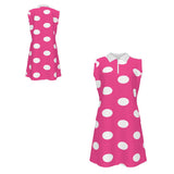 Sleeveless pink polka dot quarter‑zip polo dress with flared A‑line hem and pockets — additional view 8
