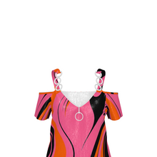 Load image into Gallery viewer, Rich and Rich Pink Swirl Women's V-Neck Chain Strap Off Shoulder Top
