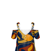 Load image into Gallery viewer, Rich and Rich Blue Multicolor Women's V-Neck Chain Strap Off Shoulder Top
