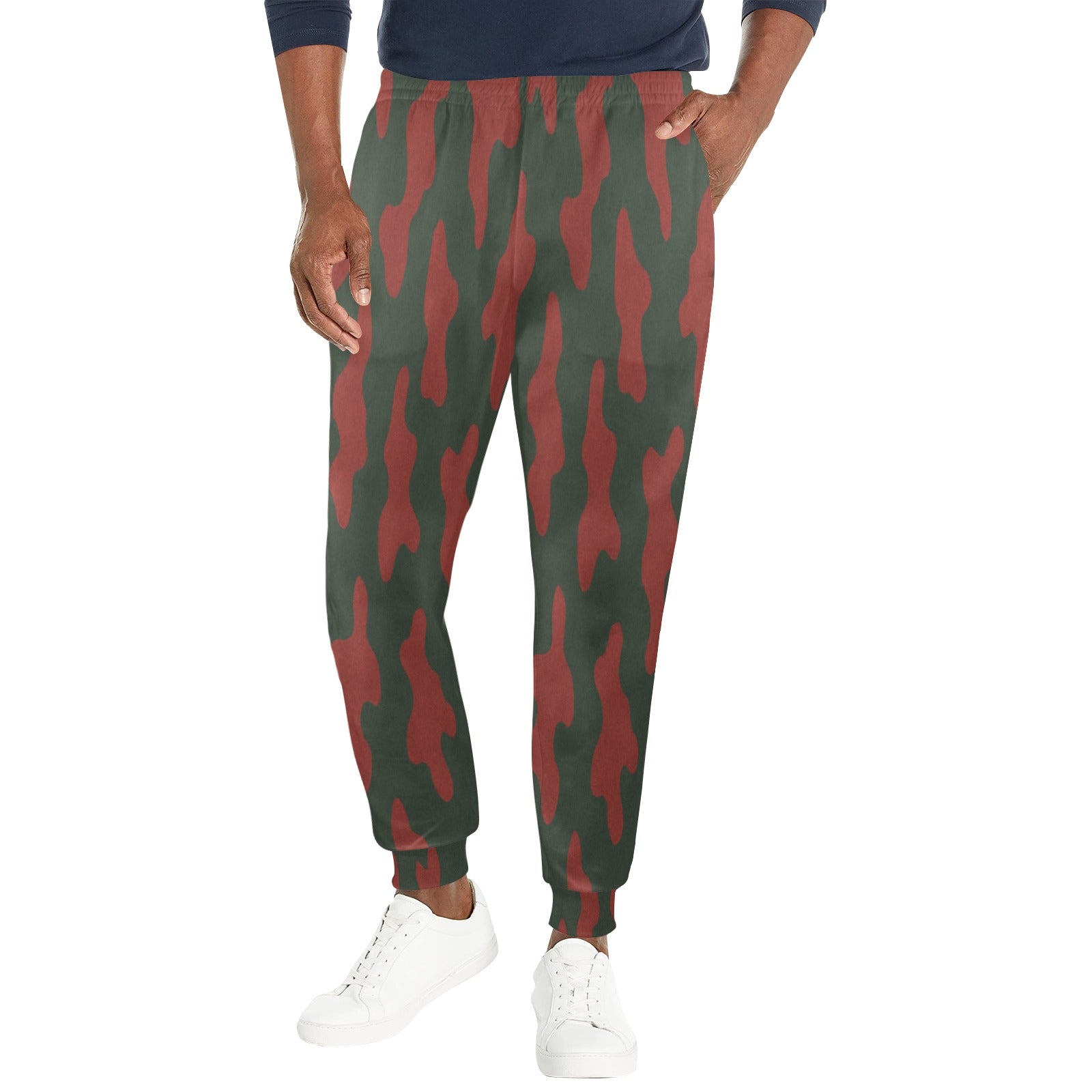Rich and Rich Men's Red Camouflage Sweatpants with tapered fit and drawstring waistband