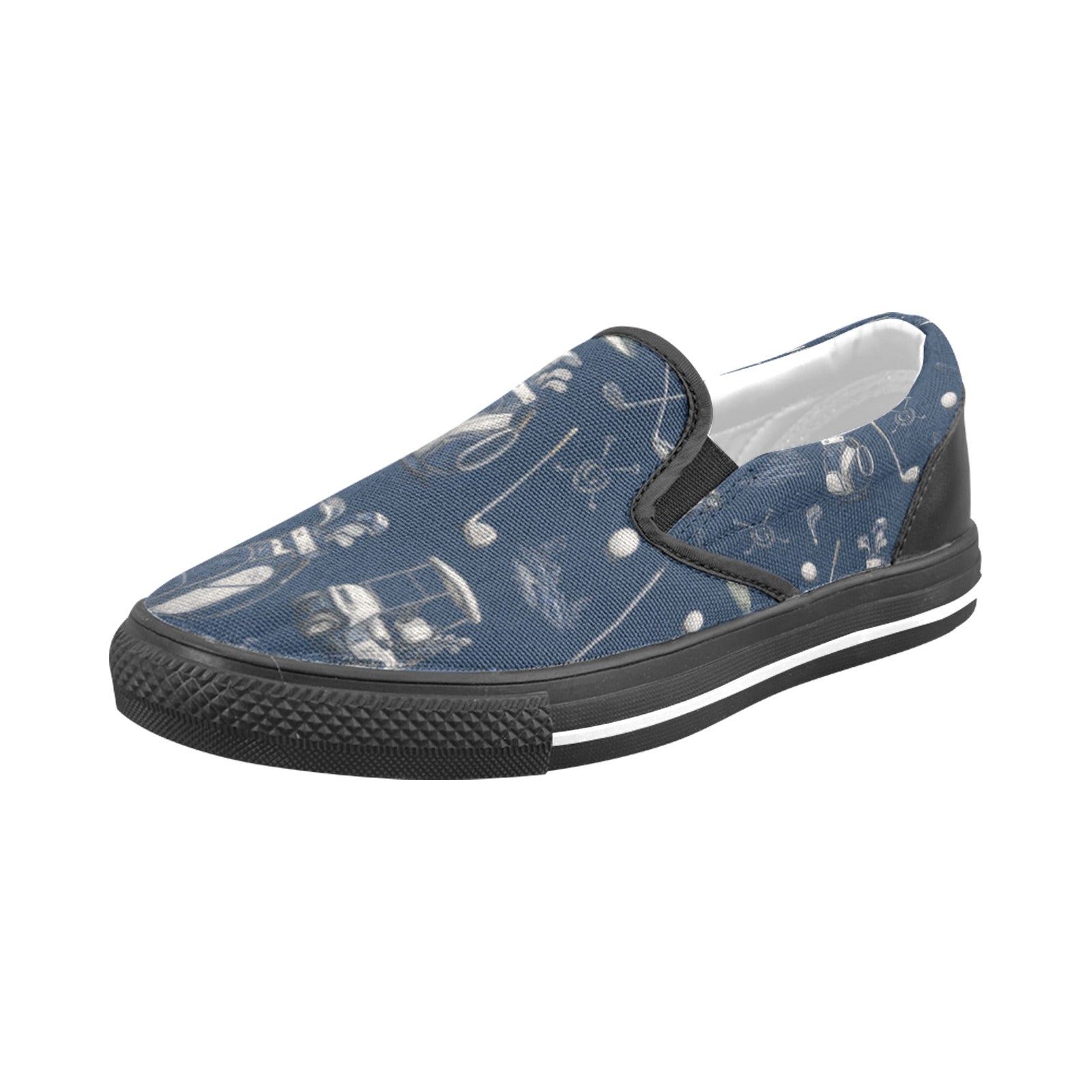 Navy blue men’s slip‑on canvas shoes with cushioned footbed and natural rubber outsole — additional view 11