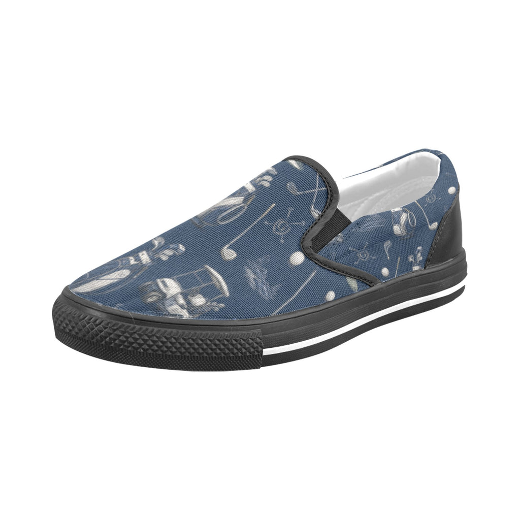 Rich and Rich Men’s Golfing Navy Blue Slip-On Canvas Shoes | Comfortable Casual Golf-Inspired Sneakers