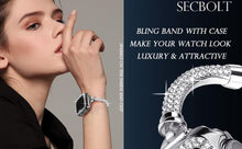 Load image into Gallery viewer, Bling Band Bracelet for Women | Compatible with Apple Watch Series 9/8/7/6/5/4/3/2/1 | Stainless Steel Dressy Metal Strap
